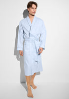 Luxury Jacquard | Morgenmantel lang - sphere blue