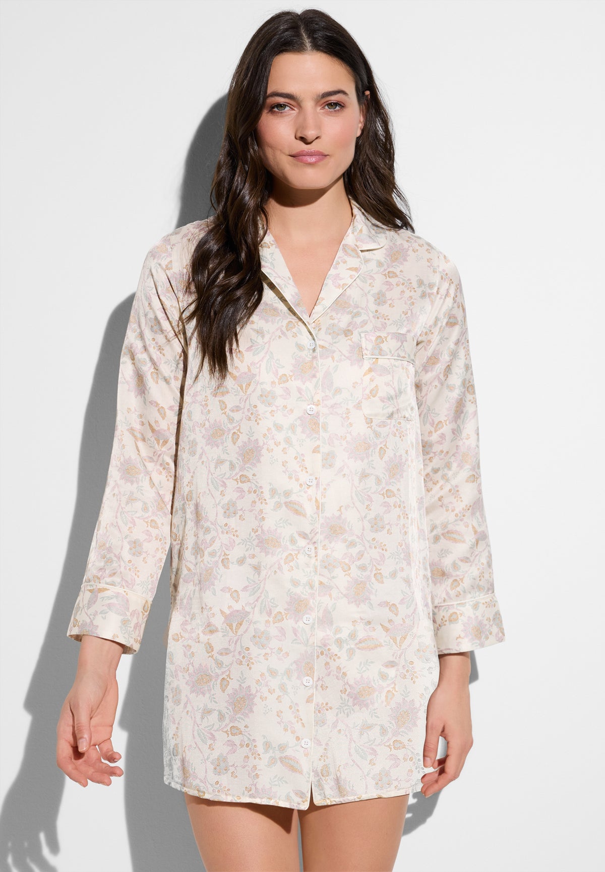 Cotton/Silk Print | Sleepshirt long sleeve - paisley small