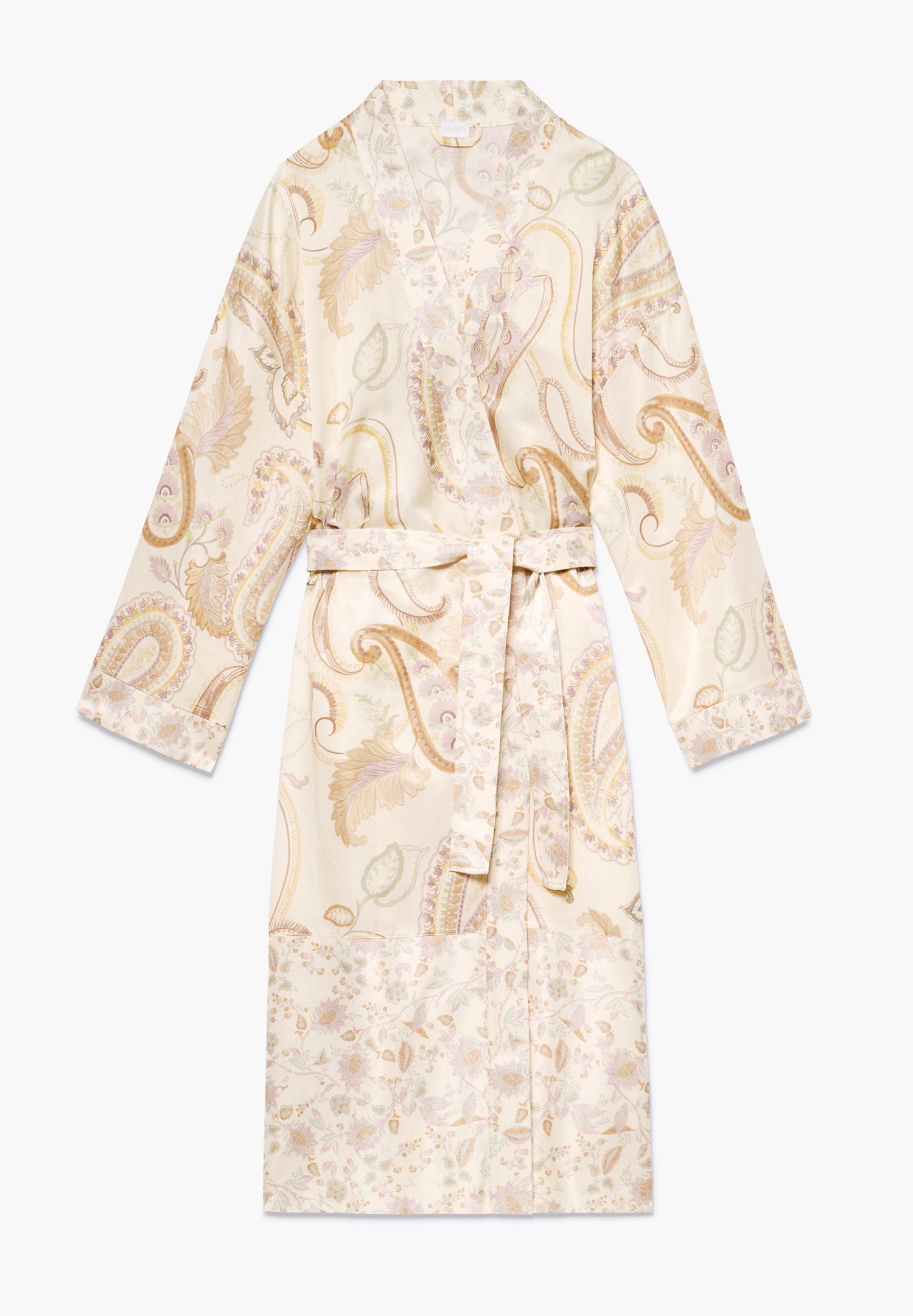 Cotton / Silk Print | Morgenmantel lang - paisley big