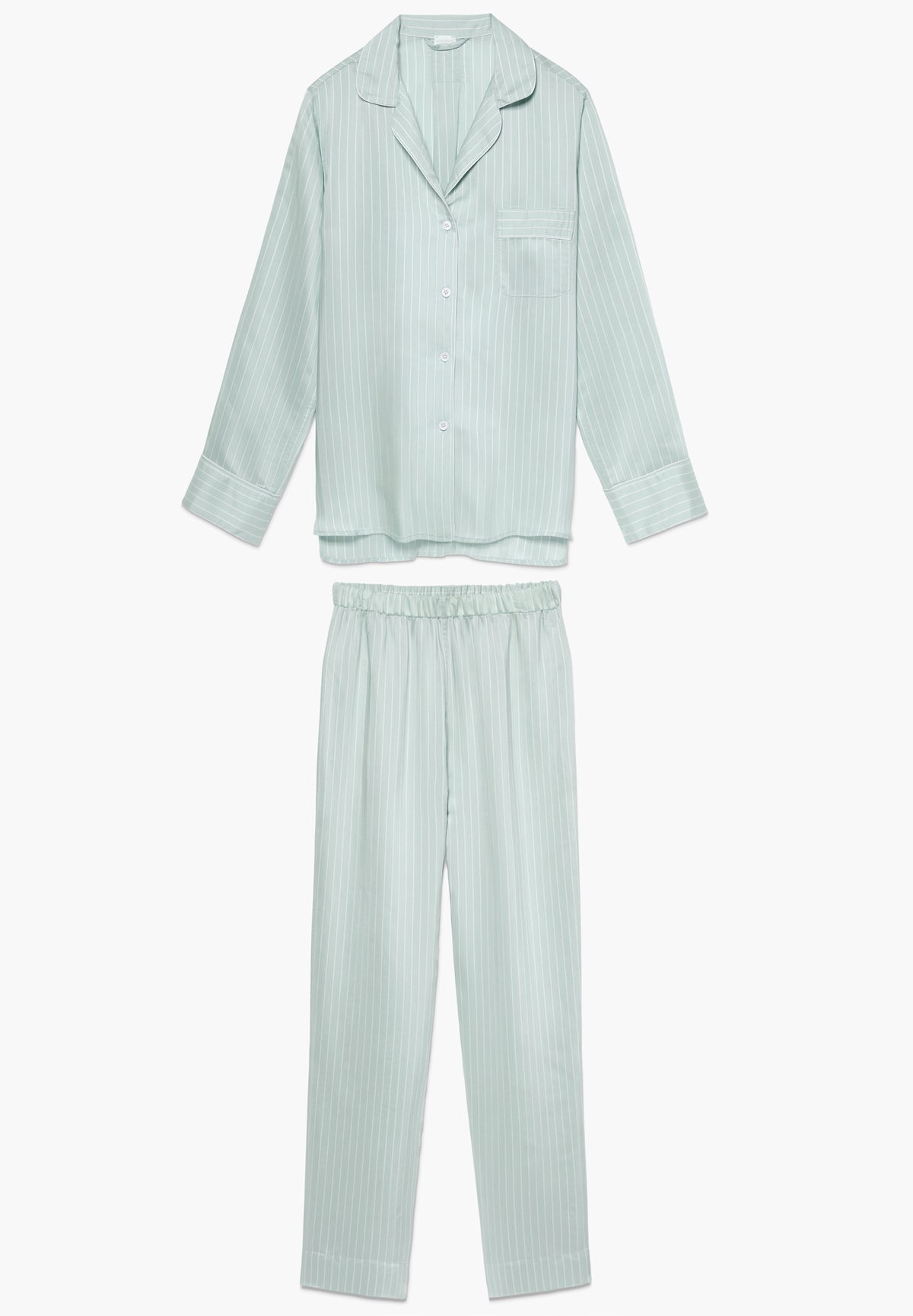 Feminine Stripes | Long pyjamas - sage stripes