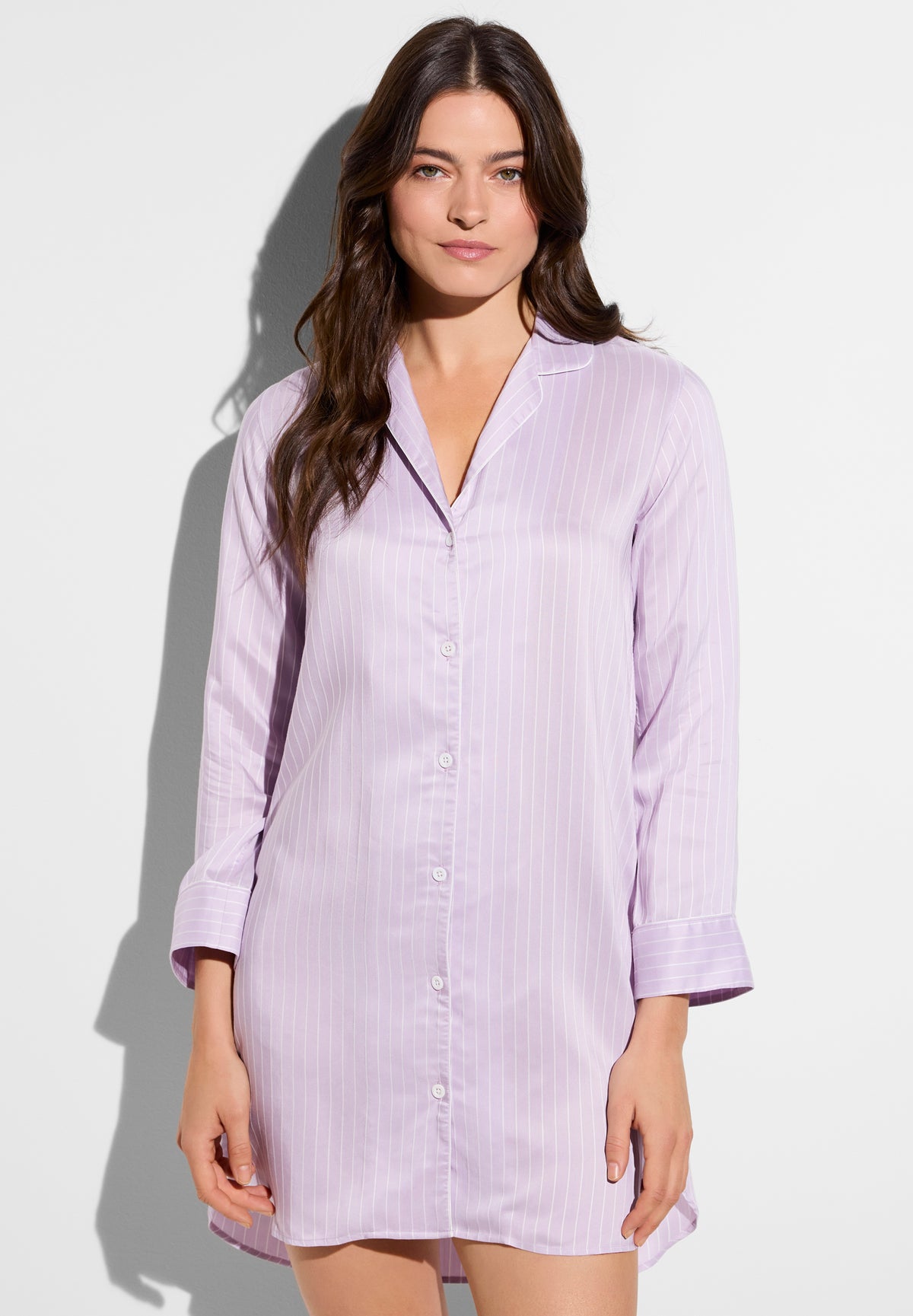 Feminine Stripes | Sleepshirt long sleeve - lilac stripes