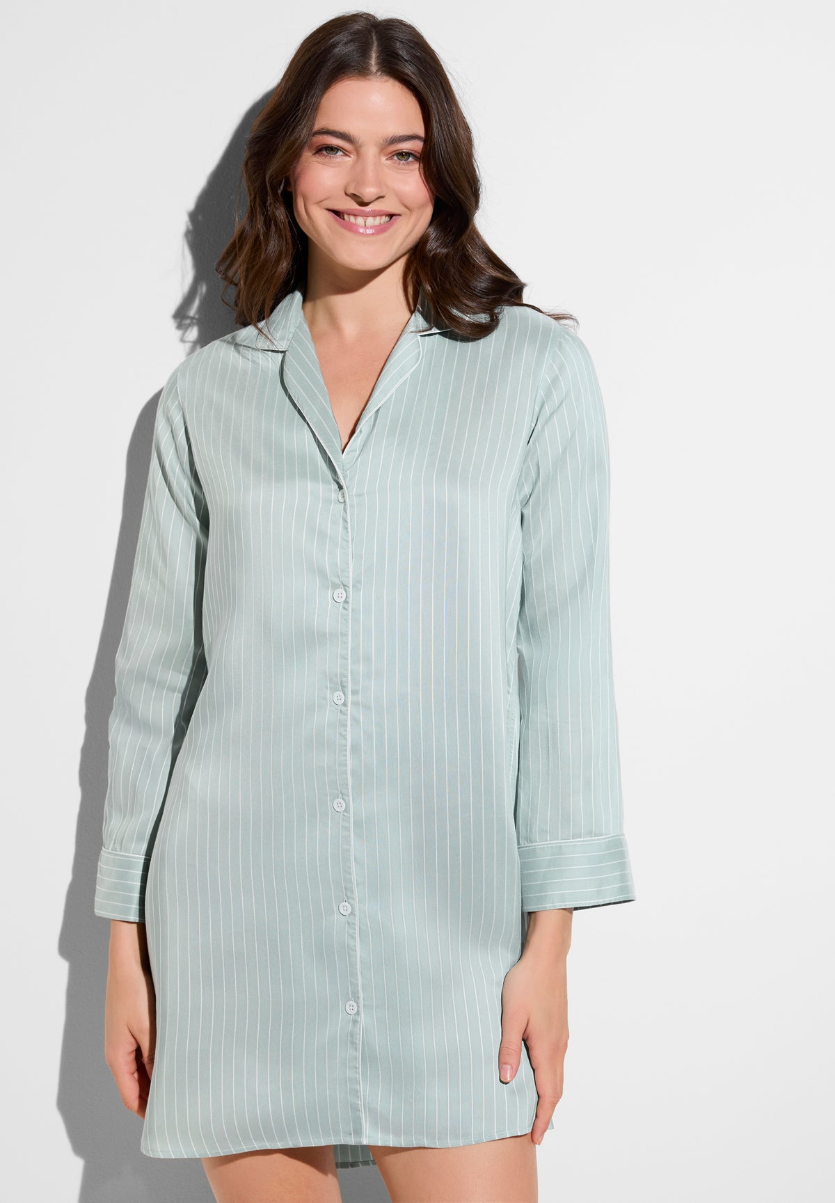 Feminine Stripes | Sleepshirt long sleeve - sage stripes