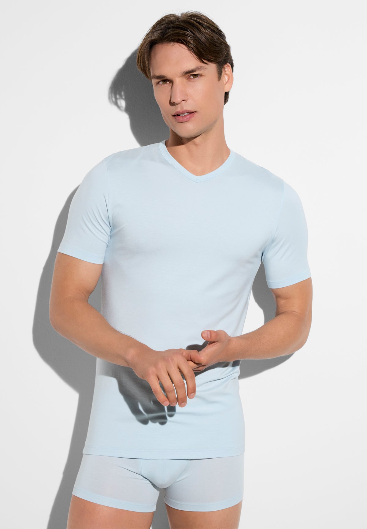 Pureness | T-Shirt kurzarm V-Ausschnitt - sky blue