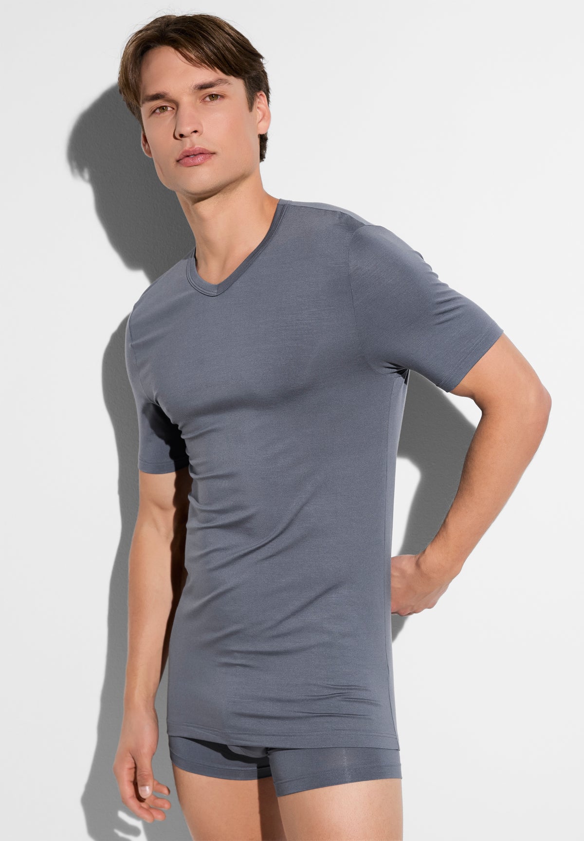 Pureness | T-shirt short sleeve V-neck - slate