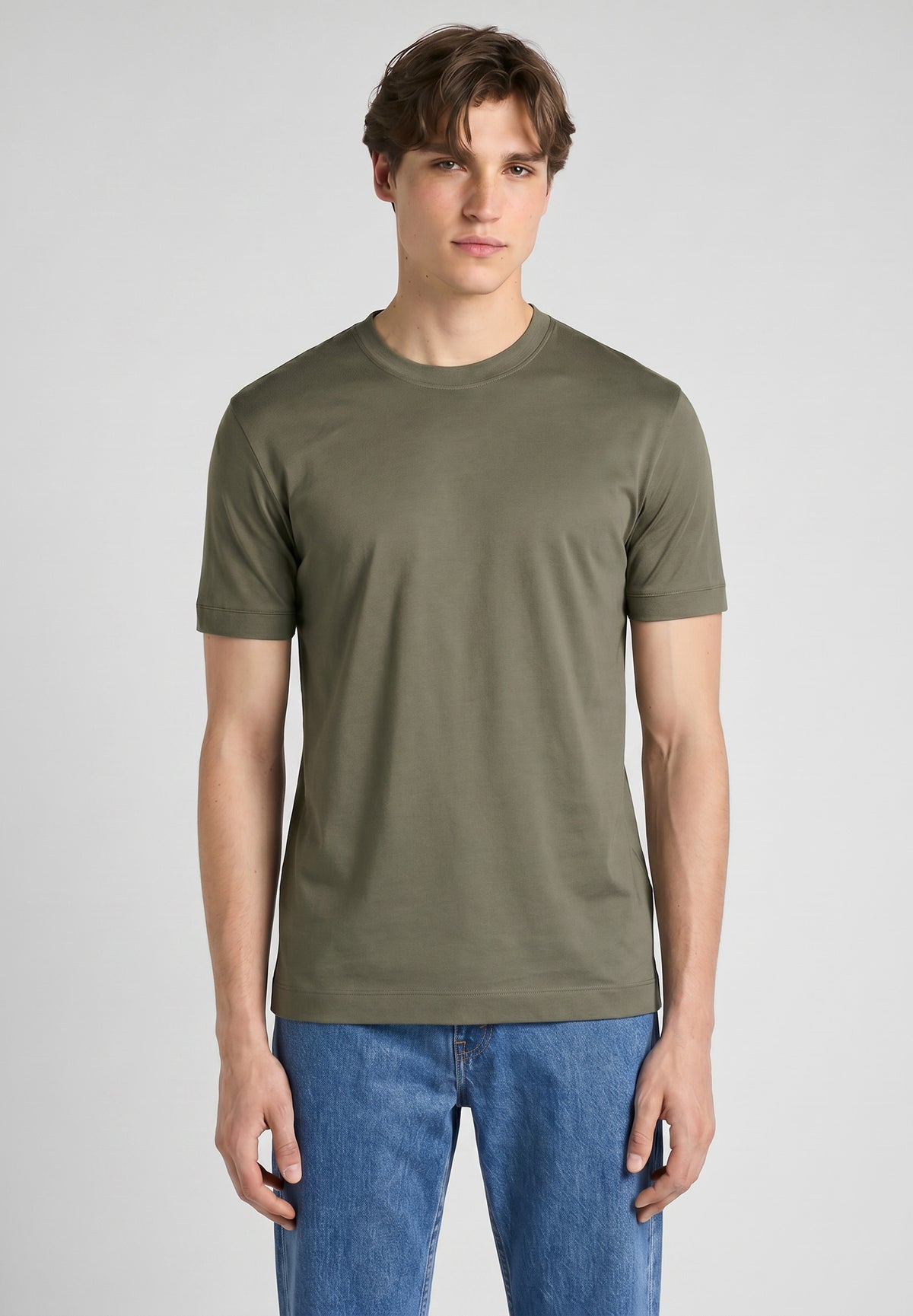 Sea Island | T-Shirt kurzarm, Swissmade Ready-to-Wear für Herren - moos