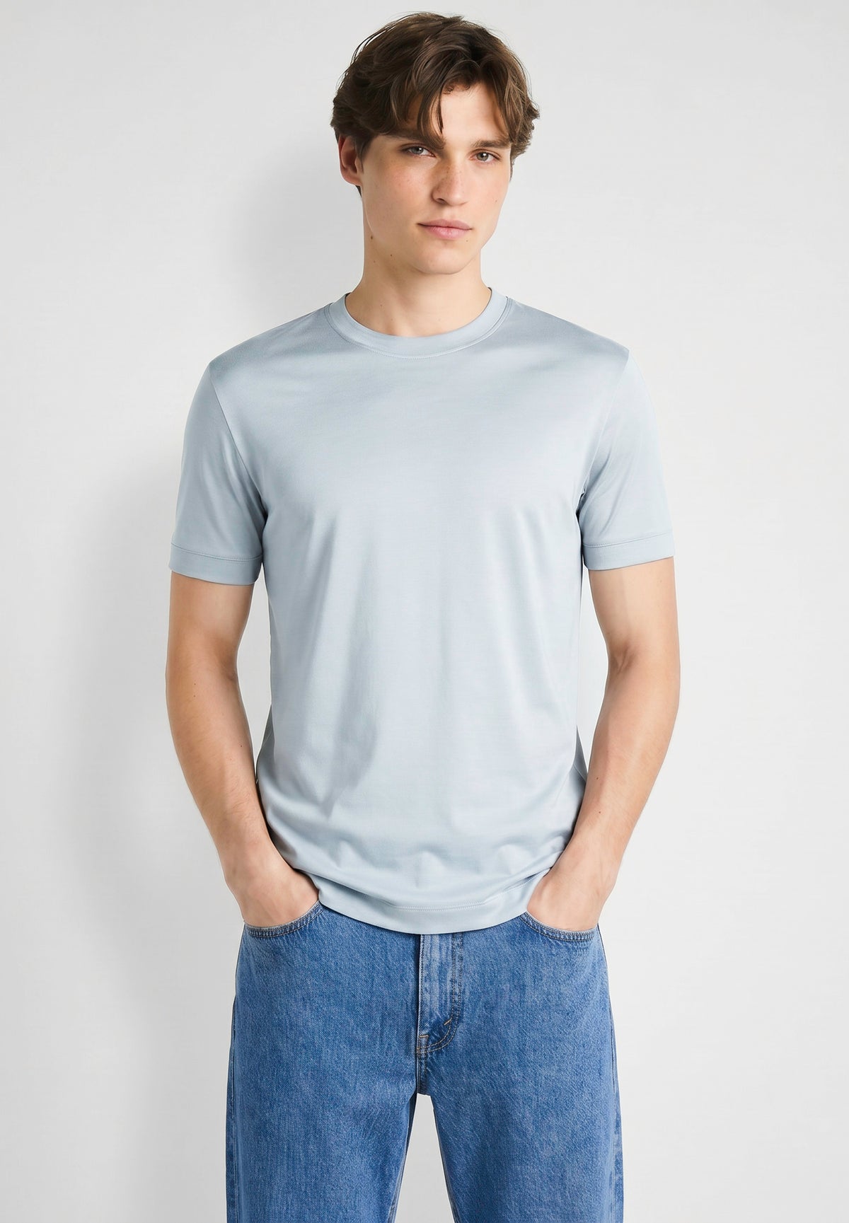 Sea Island | T-Shirt kurzarm, Swissmade Ready-to-Wear für Herren - morning blue