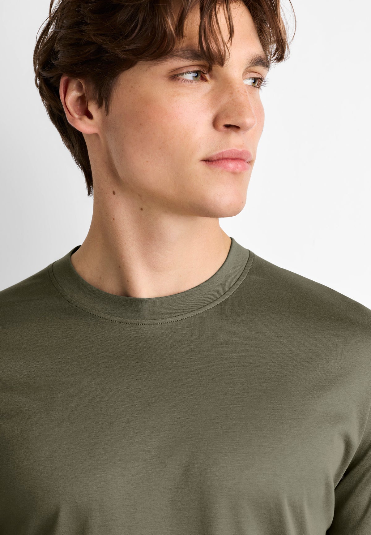 Sea Island | T-Shirt kurzarm, Swissmade Ready-to-Wear für Herren - moos