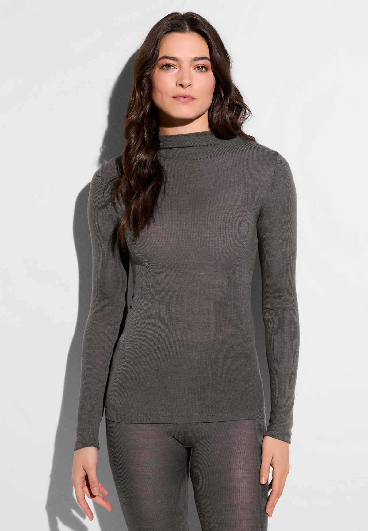 Wool & Silk | T-shirt long sleeve - mink