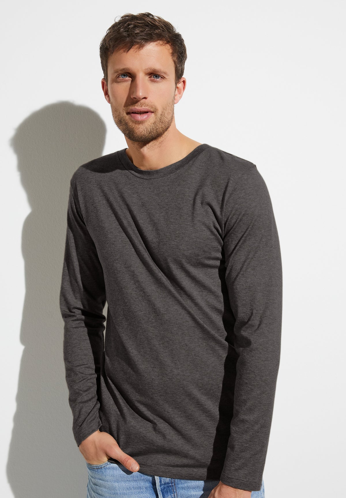 T-shirt manches longues en cachemire x coton - espresso