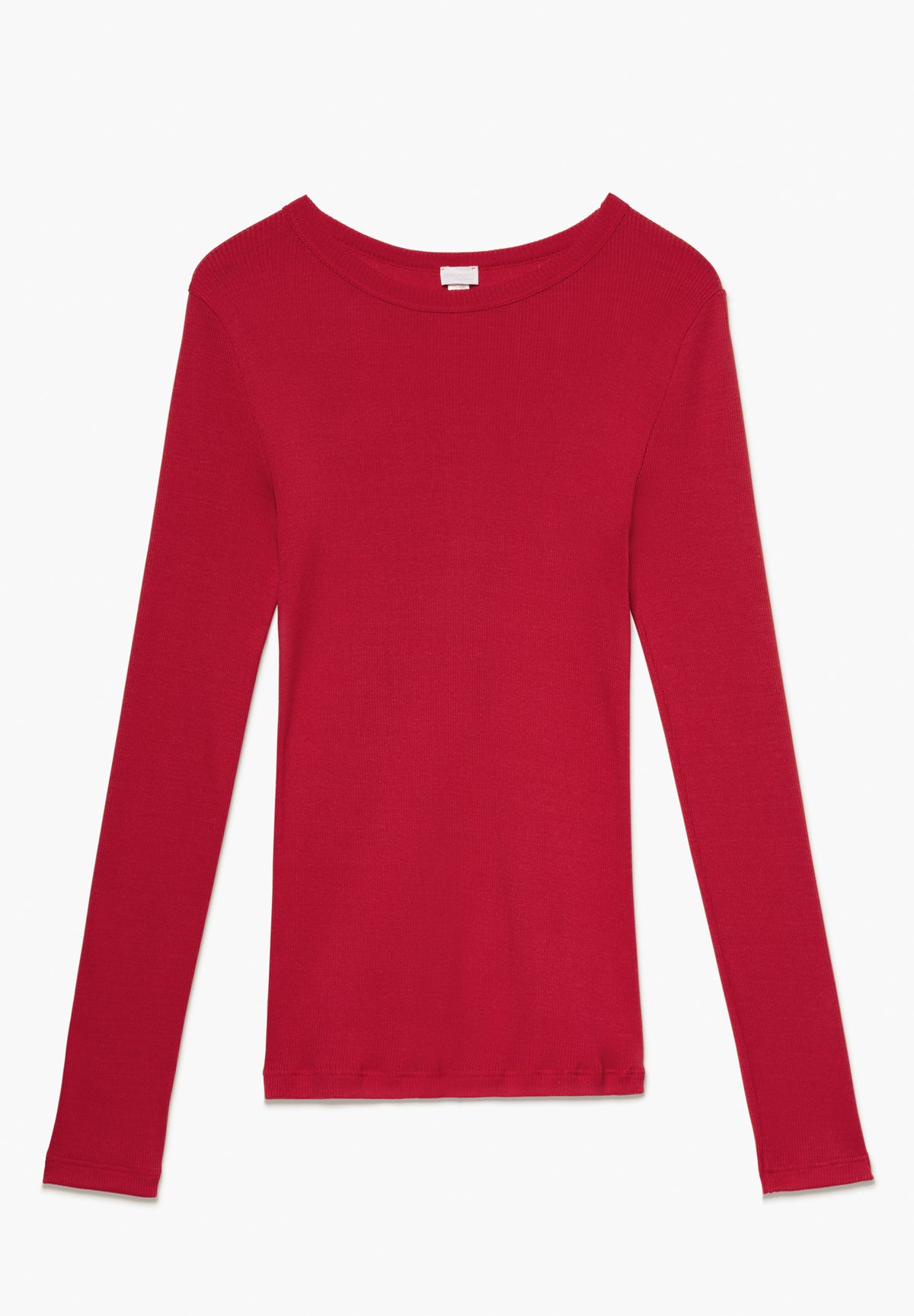 Silk/Cotton Rib | T-Shirt langarm - china red