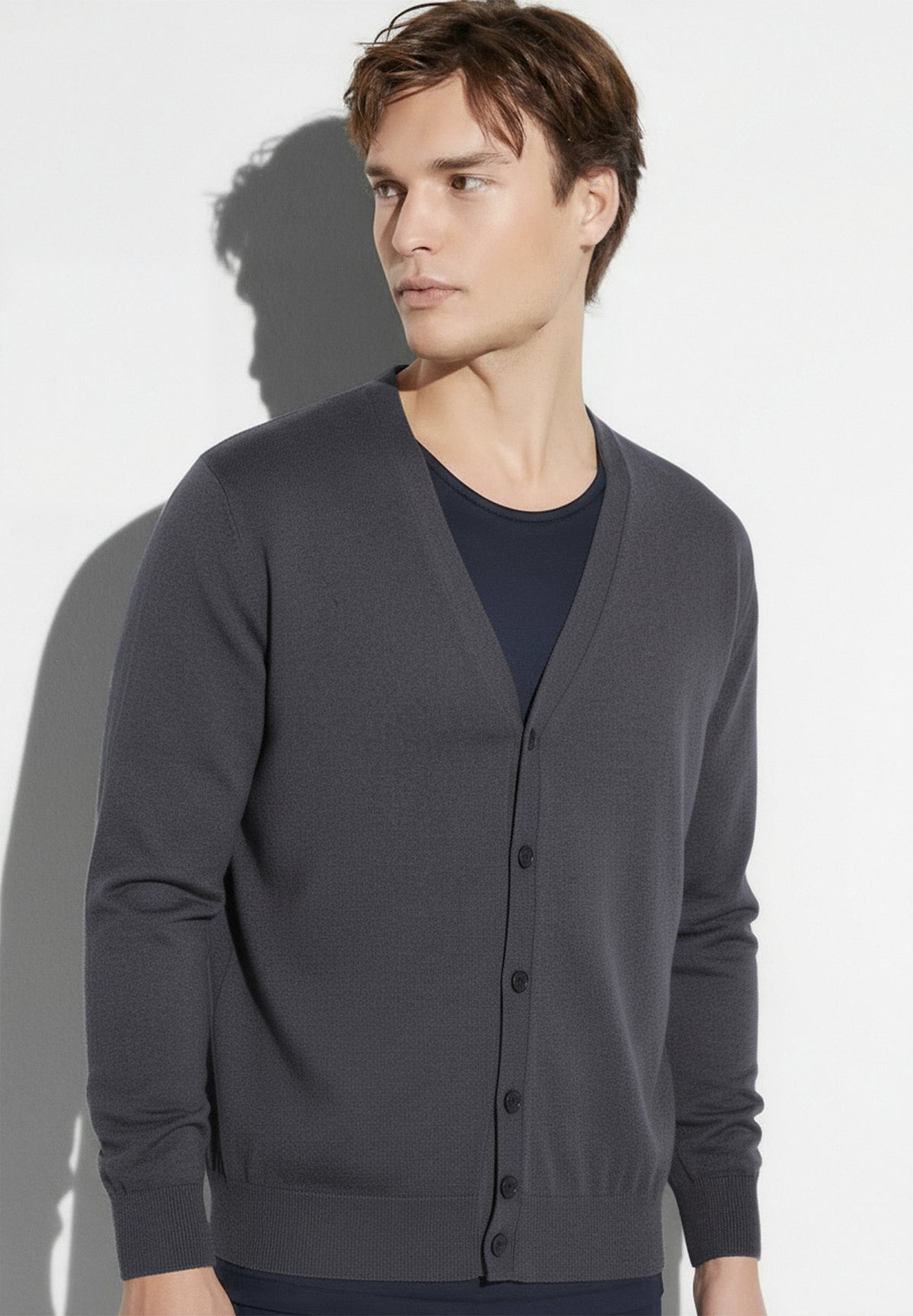 Merino Wool Cardigan - phantom blue