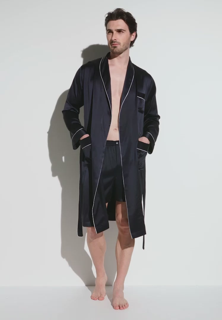 Silk Nightwear | Boxer Shorts - navy - Zimmerli of Switzerland