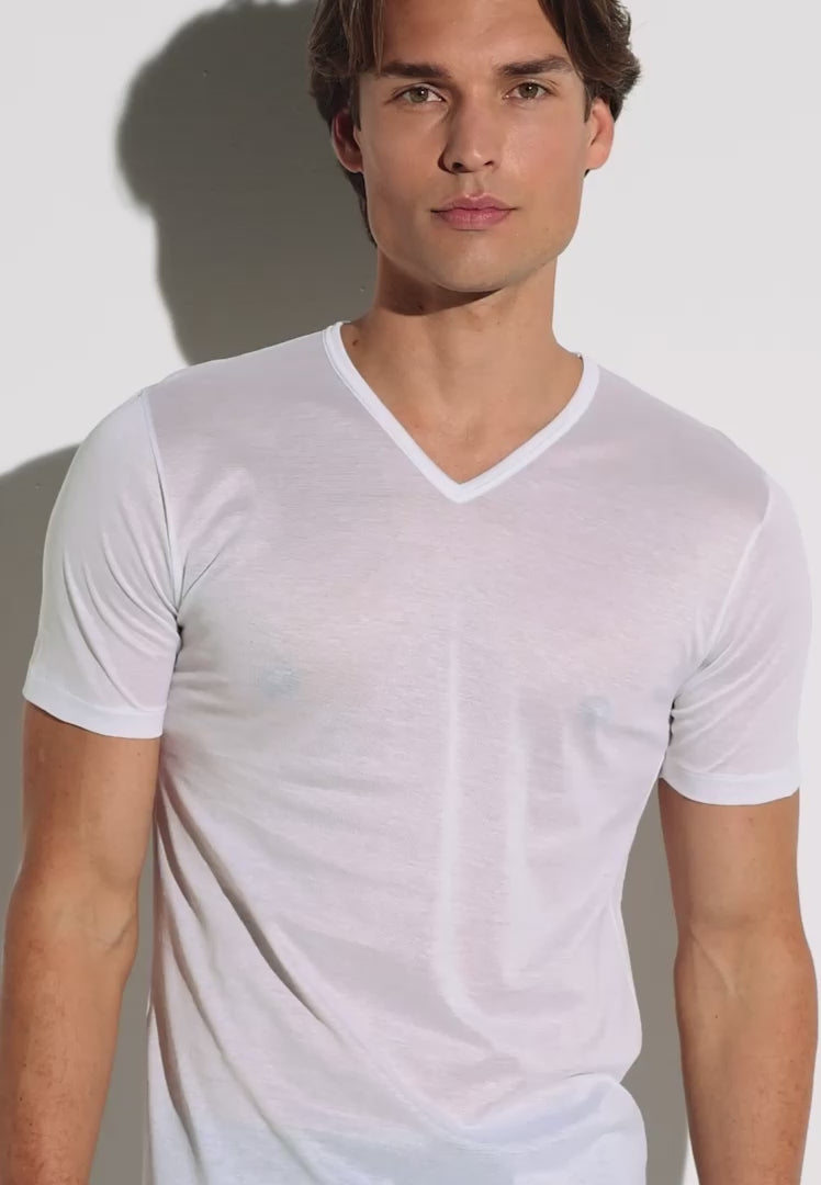 Royal Classic | T-Shirt Short Sleeve V-Neck, super fine - white